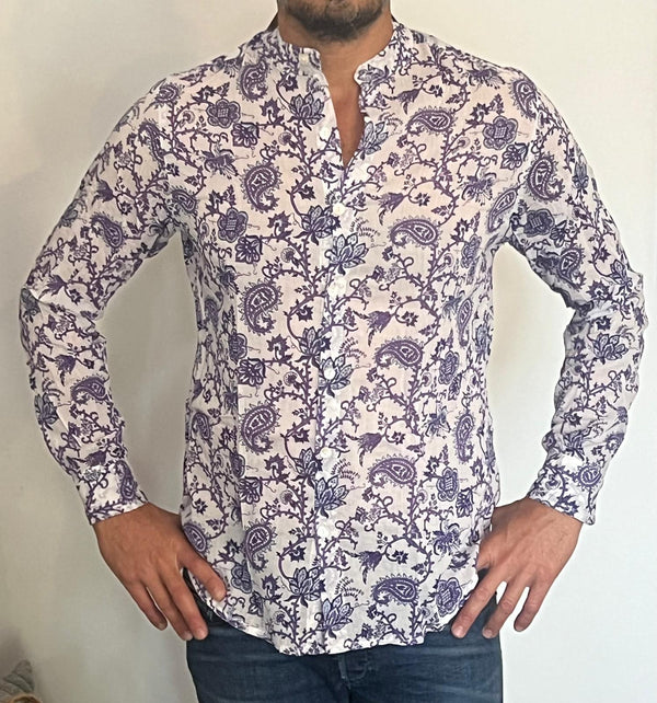 Camicia collo alla coreana cotone Riccardo