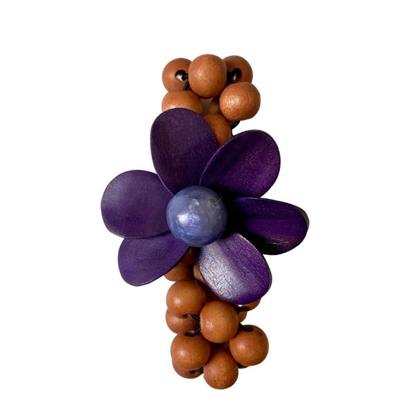 Bracciale legno elasticizzato Flower - viola - Bijondo