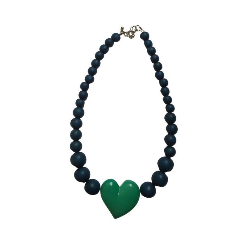 Collana Cuore legno e resina - verde - Bijondo