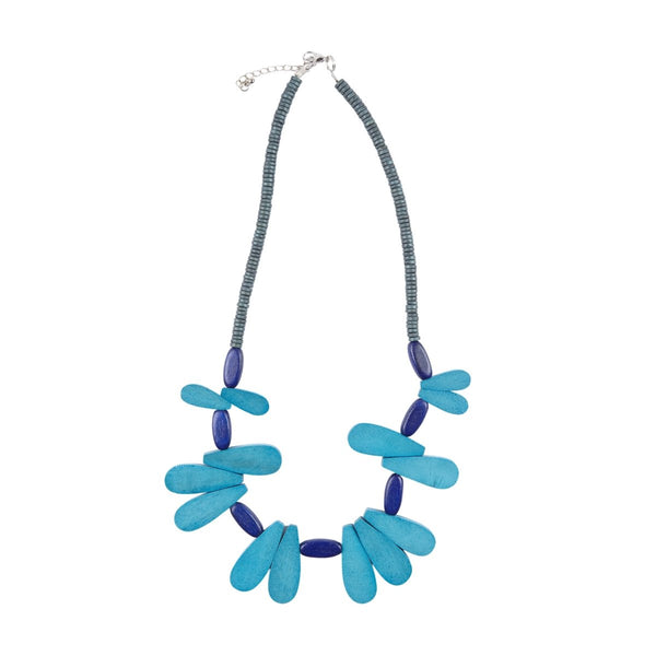 Collana Legno Corta Petaloudes - azzurro - Bijondo