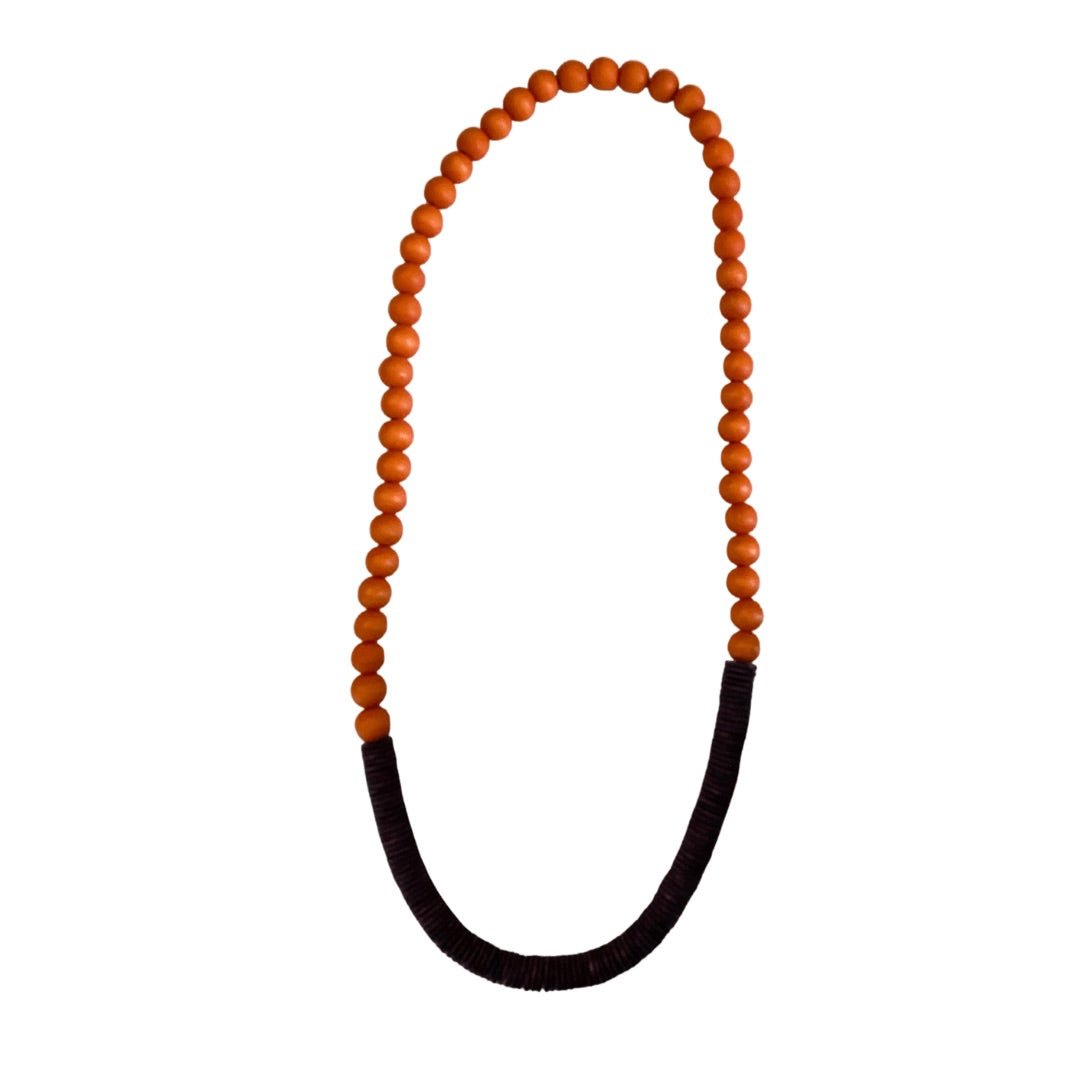 Collana Tunisia lunga legno - arancione - Bijondo