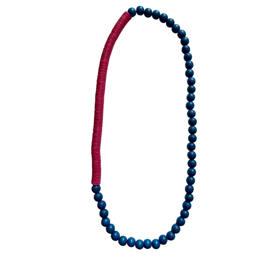 Collana Tunisia lunga legno - blu - Bijondo