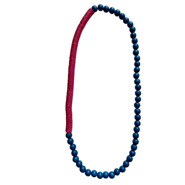 Collana Tunisia lunga legno - blu - Bijondo