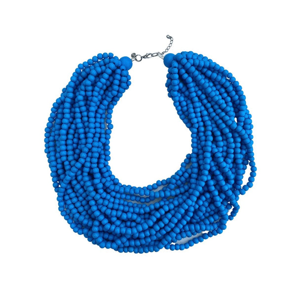 Collana corta Mali legno - azzurro - Bijondo