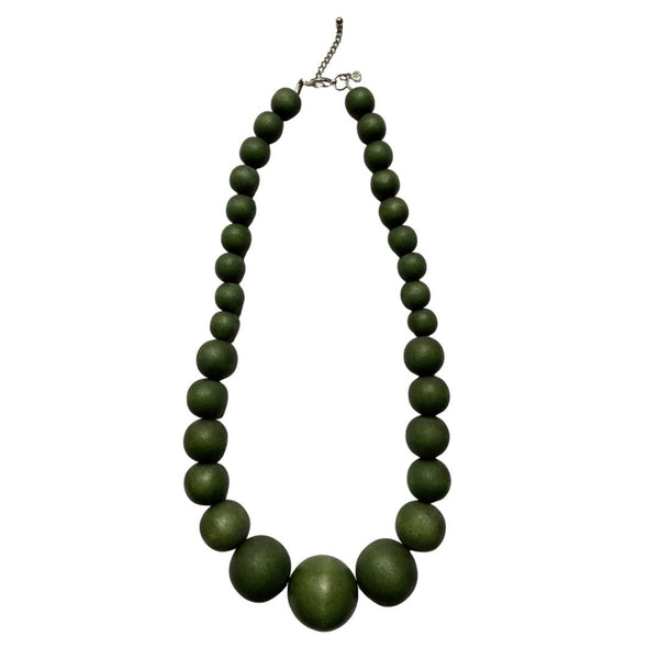 Collana corta legno Bulgaria - verde oliva - Bijondo