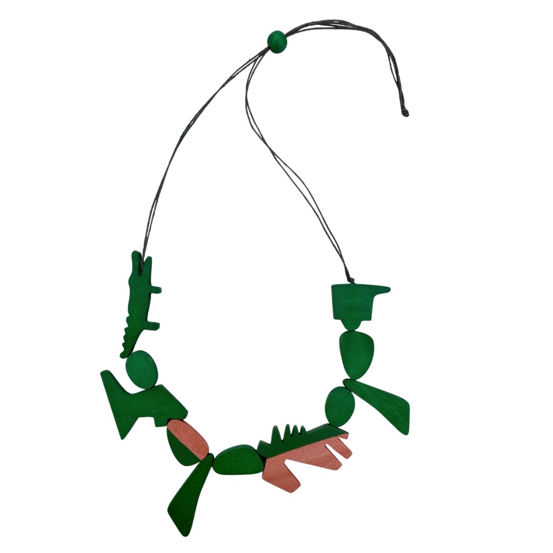 Collana legno Animals - verde - Bijondo