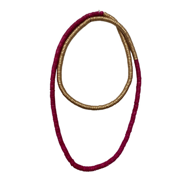 Collana legno Rory metallic mix-fucsia-Bijondo