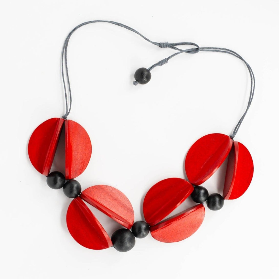 Collana legno Teo - rosso - Bijondo