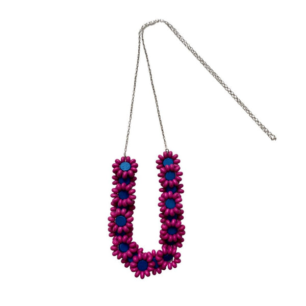 Collana legno lunga Blume - fucsia - Bijondo