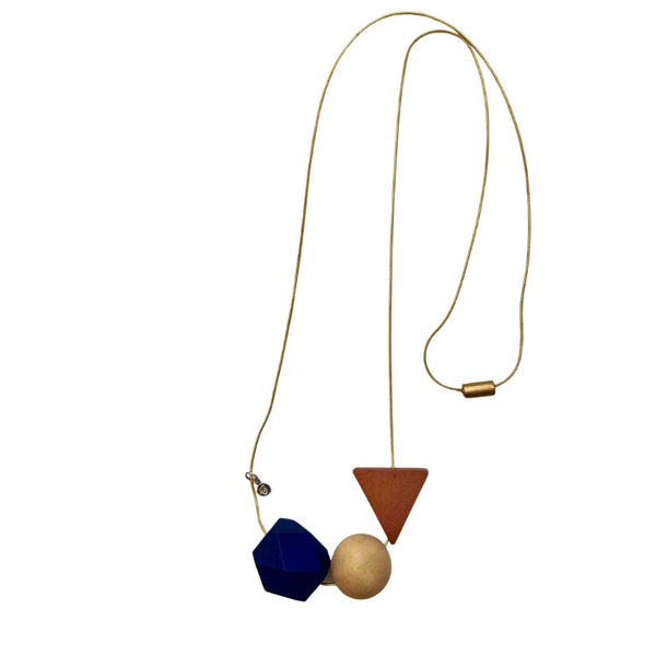 Collana legno su catena Eloise-blu-Bijondo