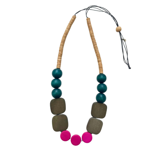 Collana lunga legno Zendaya-fuchsia-Bijondo