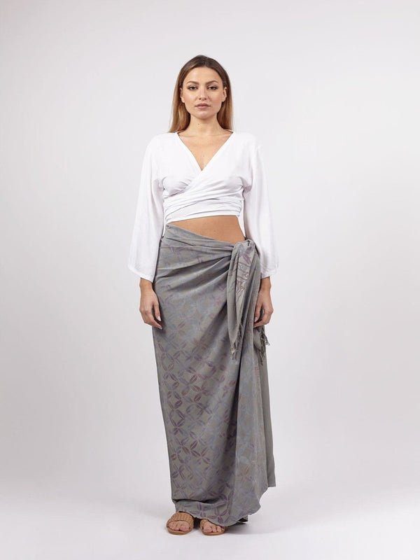 Sarong pareo e telo mare Batik - grigio - Bijondo