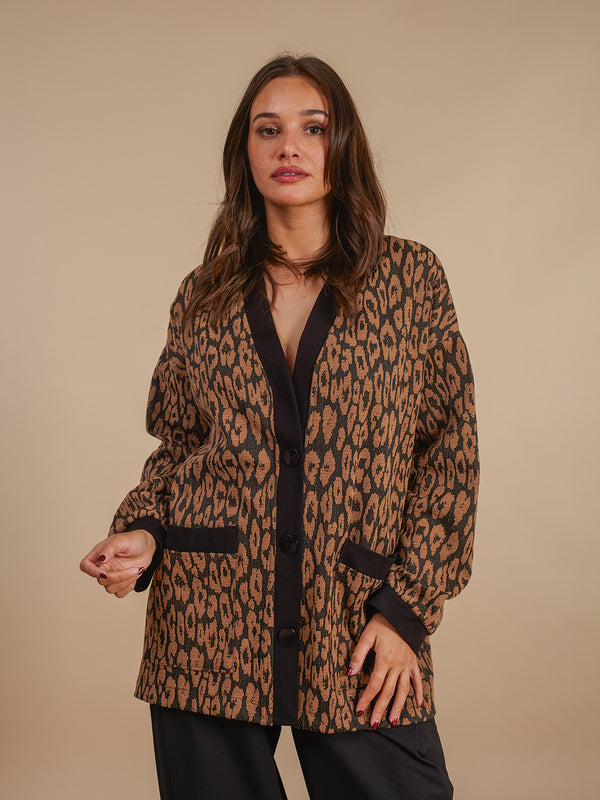 Cardigan oversize animalier Elora