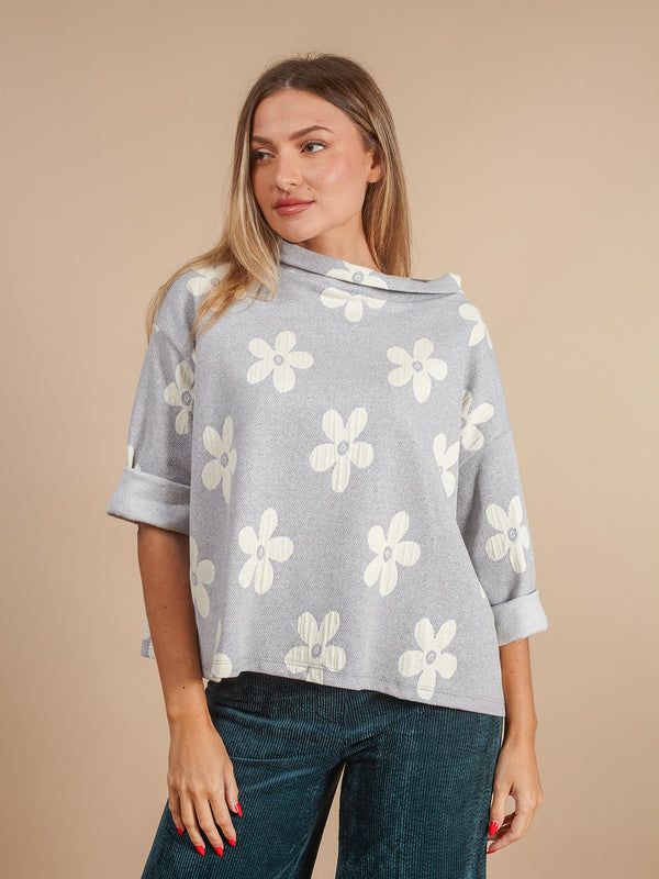 Maglia fiori collo particolare Daria