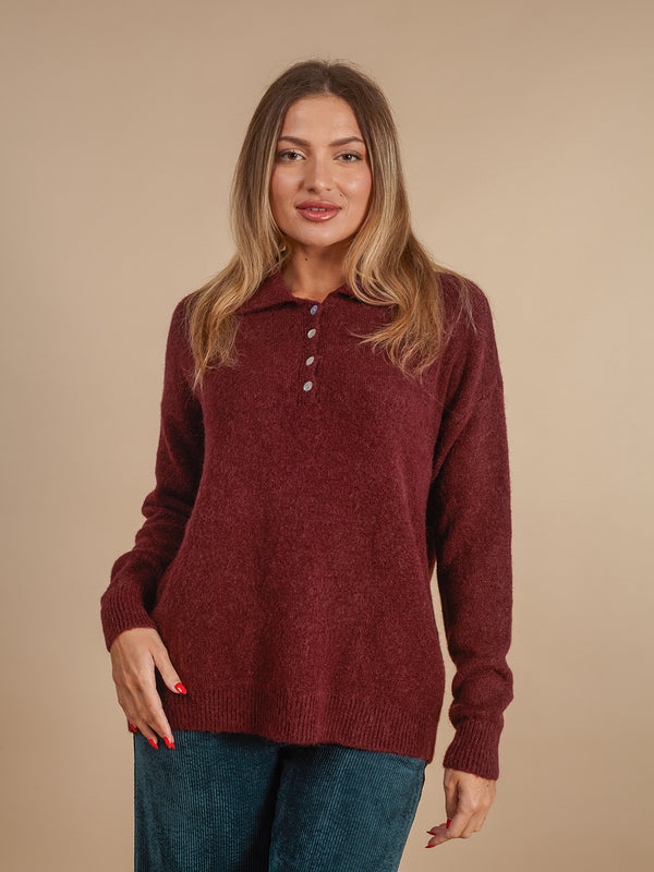 Maglione alpaca con colletto e bottoni Meddy