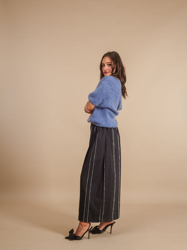 Pantaloni larghi righe mist cotone Moira