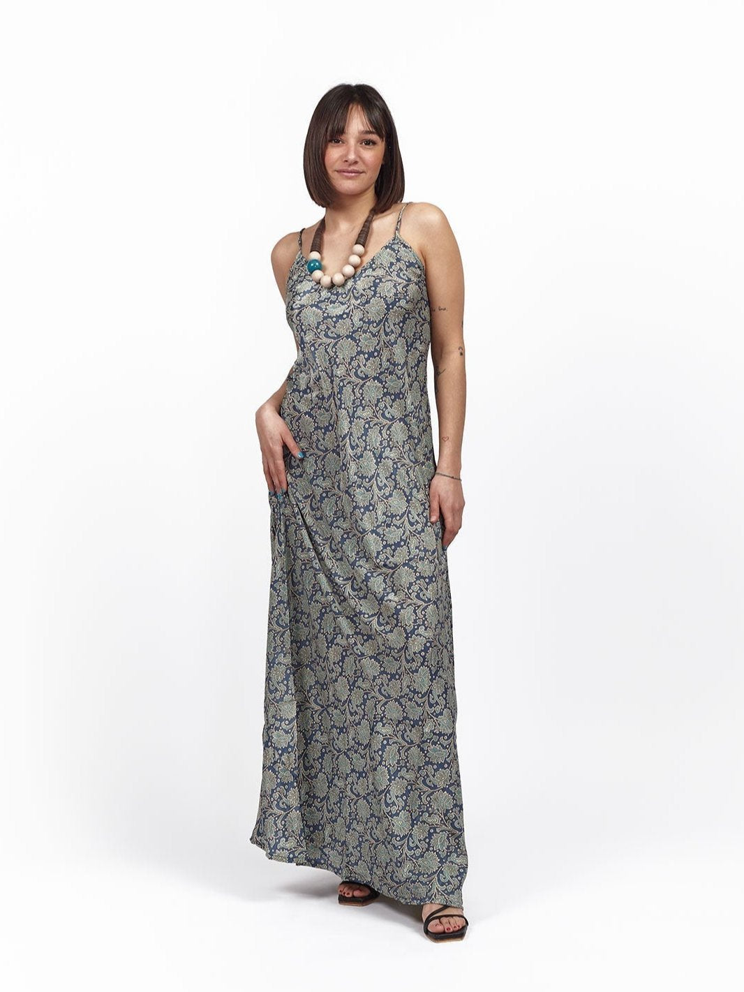 Selma long silk slip dress