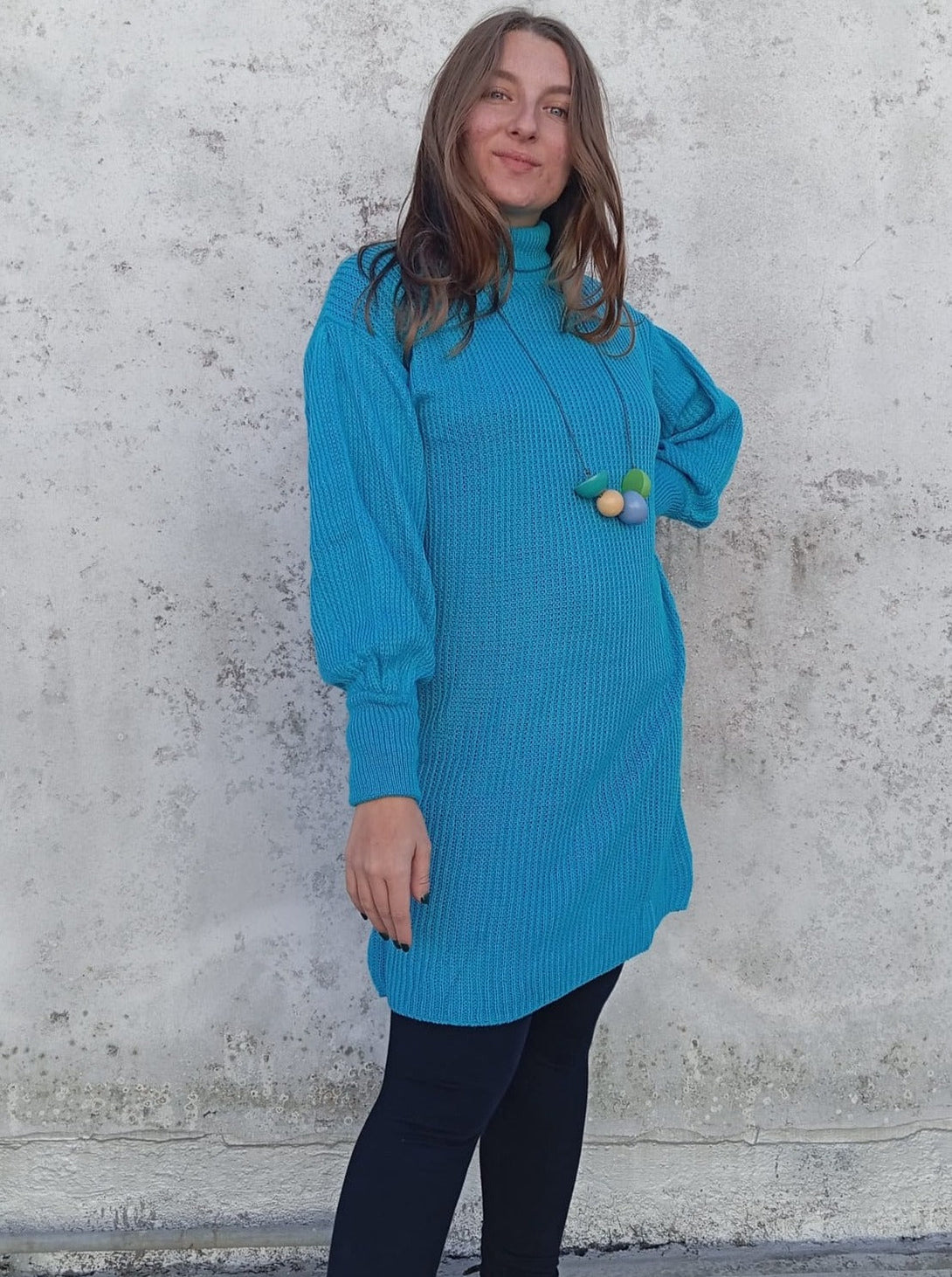 Vestito pullover in maglia Valeria-nero-taglia unica-Bijondo